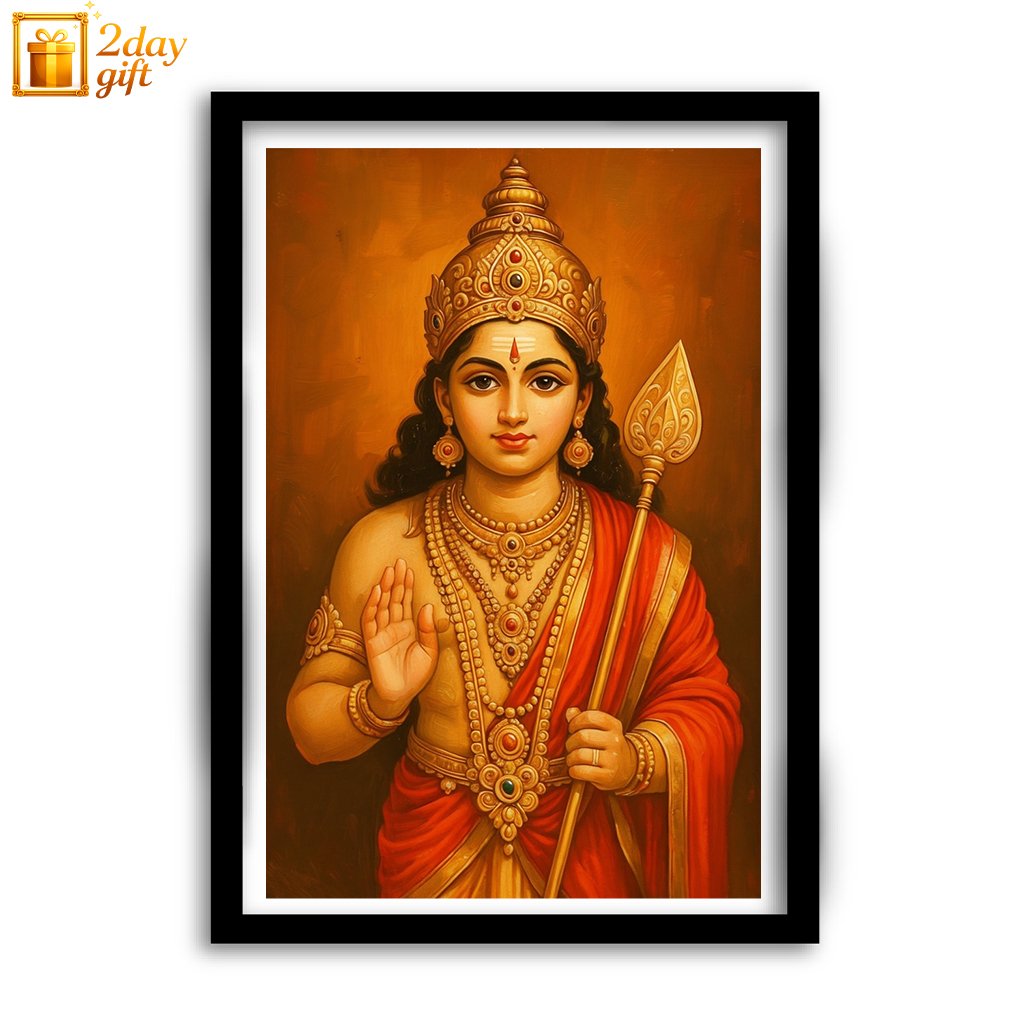 Murugan Oil Painting – A4 Framed