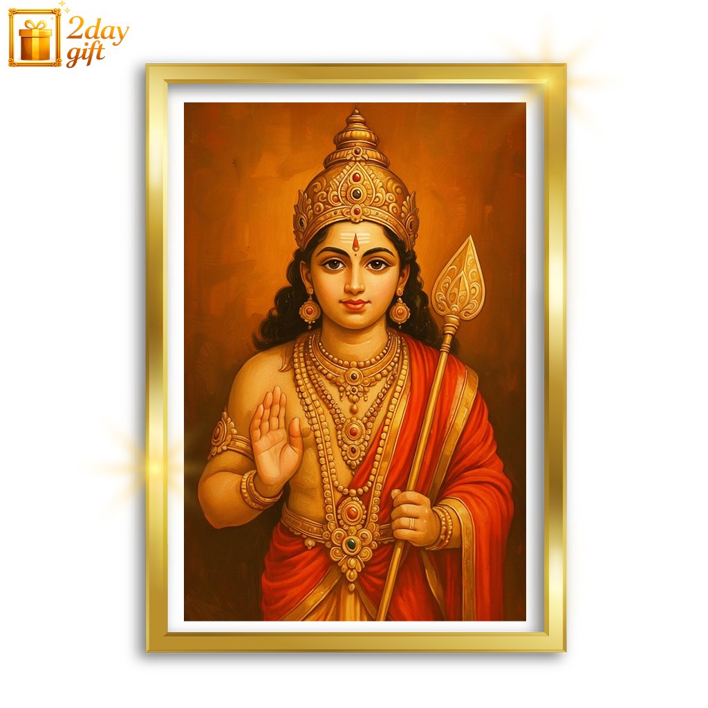 Murugan Oil Painting – A4 Framed