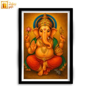 Lord Ganesha A4 Size Framed Wall Hanging – Hindu Devotional Art