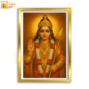 Tamil God Murugan Oil Painting – A4 Size Premium Framed Religious Wall Art