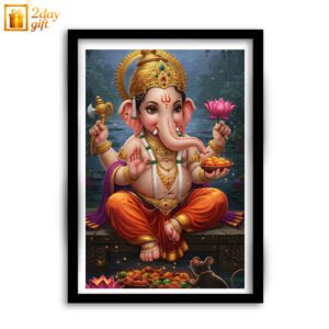 Traditional Ganesha A4 Size Wall Frame – Hindu God Photo