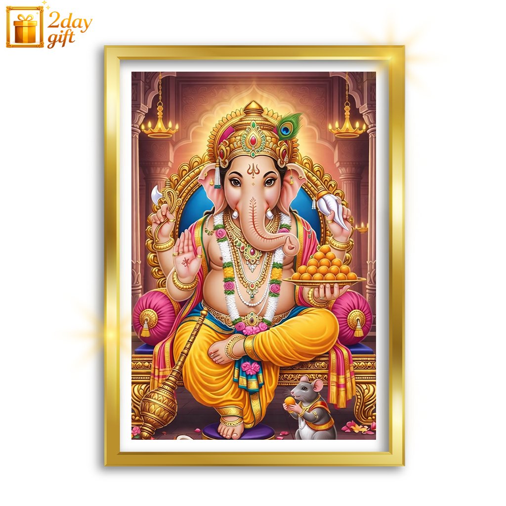 Lord Ganesha Devotional A4 Wall Photo Frame for Pooja Room