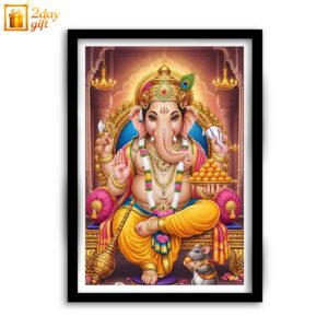 Lord Ganesha Devotional A4 Wall Photo Frame for Pooja Room