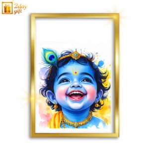 Luxury Lord Krishna A4 Photo Frame with Premium Frame Design