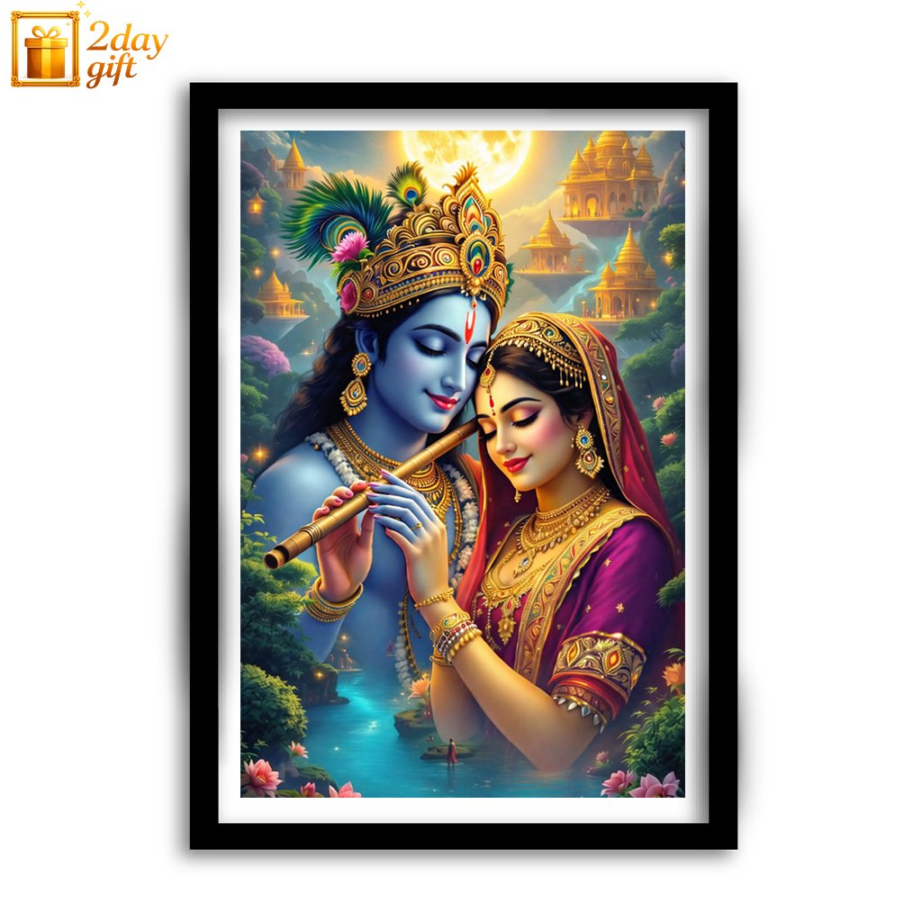 Lord Krishna A4 Size Photo Frame for Pooja Room – Premium Look