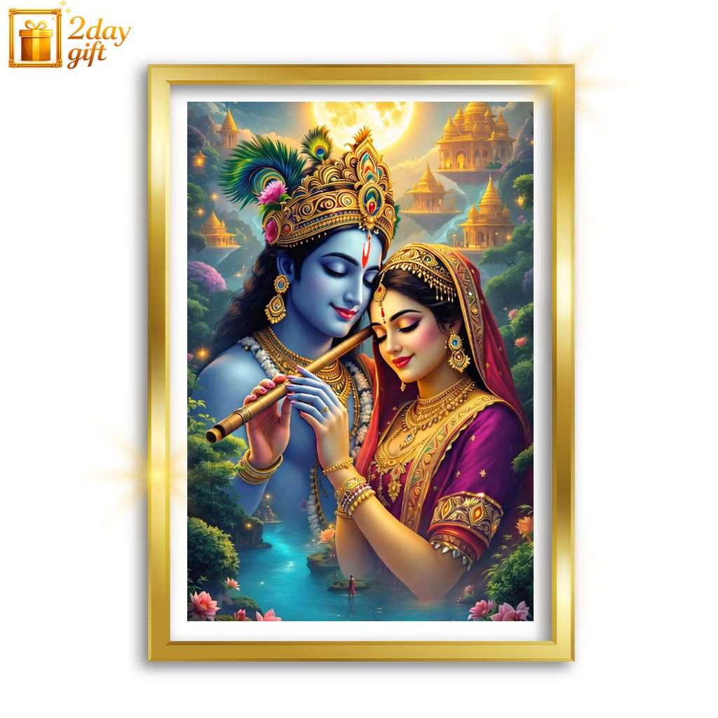 Lord Krishna A4 Size Photo Frame for Pooja Room – Premium Look