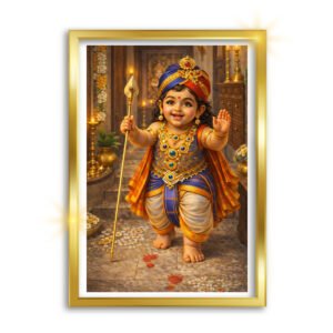 Spiritual Murugan Swamy Oil Painting – A4 Size Framed Religious Wall Art
