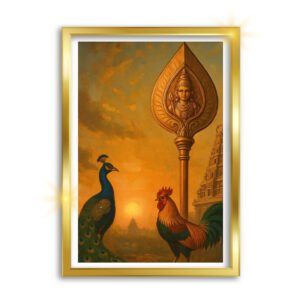 South Indian Murugan Oil Painting – Premium Framed Wall Art A4 Size