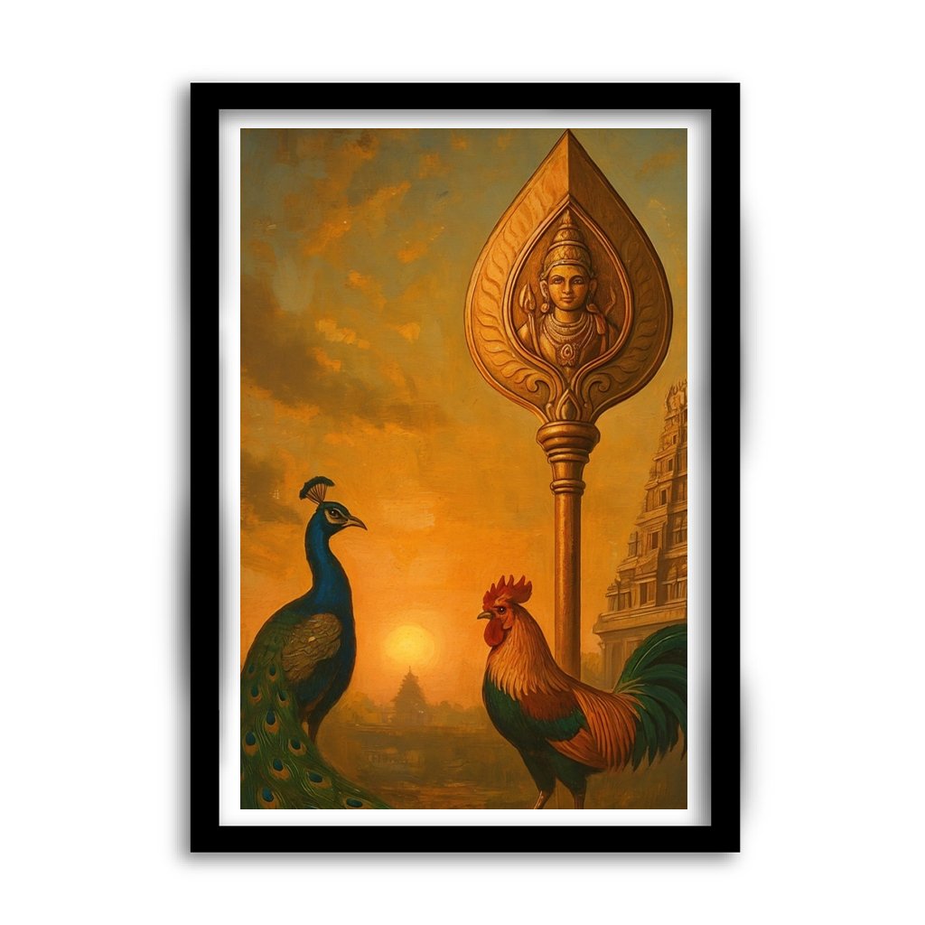 South Indian Murugan Oil Painting – Premium Framed Wall Art A4 Size
