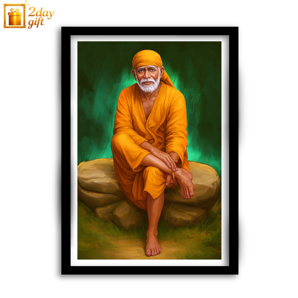 Lord Sai Baba A4 Size Photo Frame for Wall Decoration