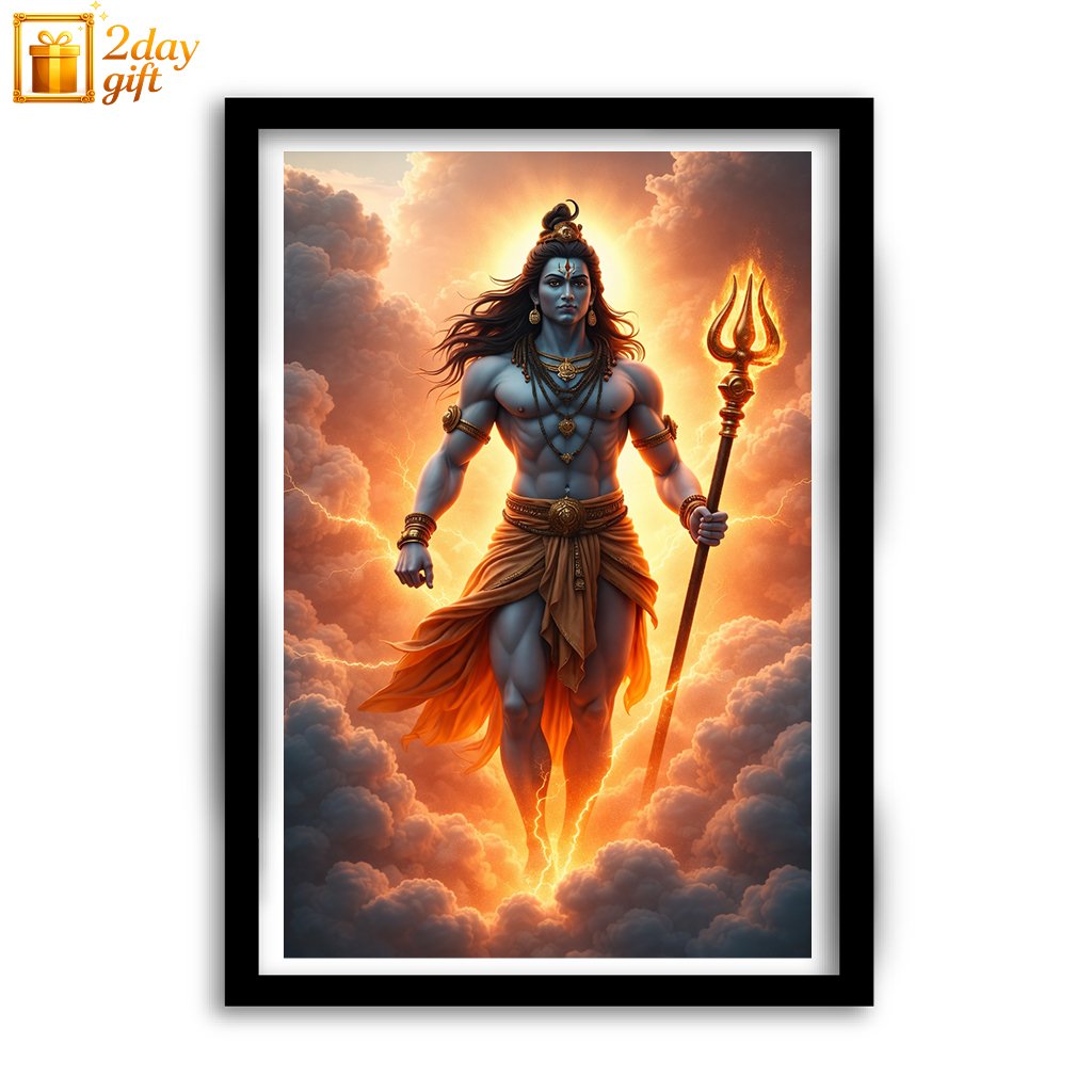 Lord Shiva Mahadev A4 Photo Frame | Spiritual Wall Decoration