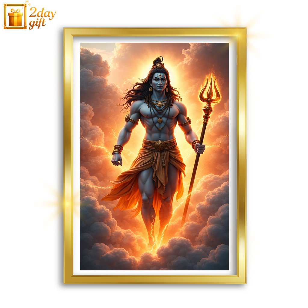 Lord Shiva Mahadev A4 Photo Frame | Spiritual Wall Decoration
