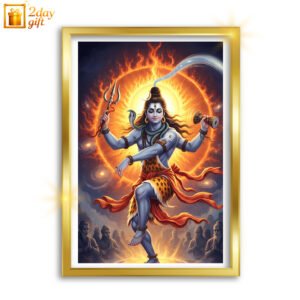 Lord Shiva A4 Size Frame with Wooden Finish | Hindu God Wall Photo