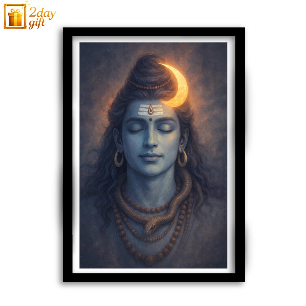 Lord Shiva A4 Size Photo Frame | Premium Spiritual Wall Art for Home & Office