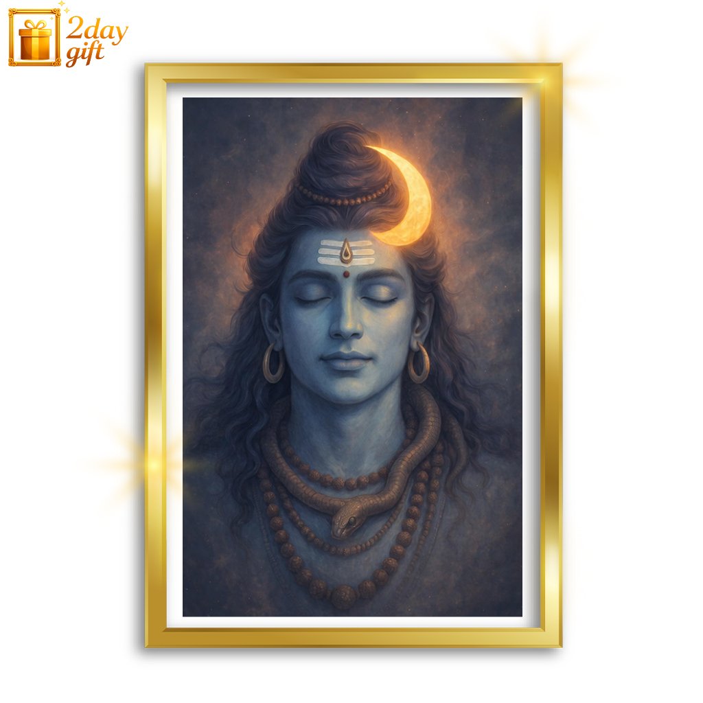 Lord Shiva A4 Size Photo Frame | Premium Spiritual Wall Art for Home & Office