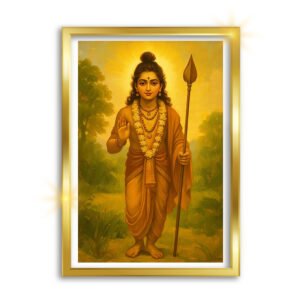 A4 Size Murugan God Oil Painting – Premium Framed Religious Wall Art