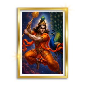 Murugan Swamy Framed Oil Painting – Tamil God Wall Painting A4 Size