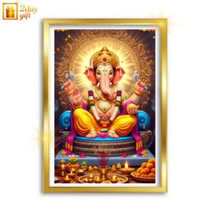 Divine Lord Ganesha A4 Framed Wall Art – Premium Quality