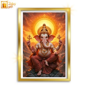 Lord Ganesha A4 size photo frame with premium frame for home, office, and pooja room decoration