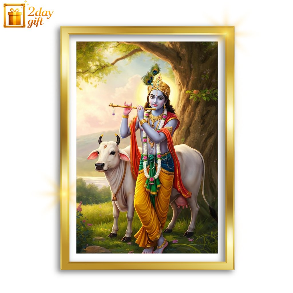 Lord Krishna A4 Size Devotional Photo Frame for Home & Office