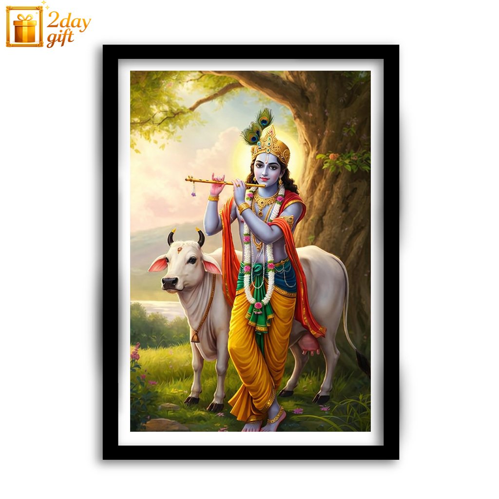 Lord Krishna A4 Size Devotional Photo Frame for Home & Office